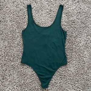 Dress Forum Hunter Green Ribbed Scoop Neck Bodysuit